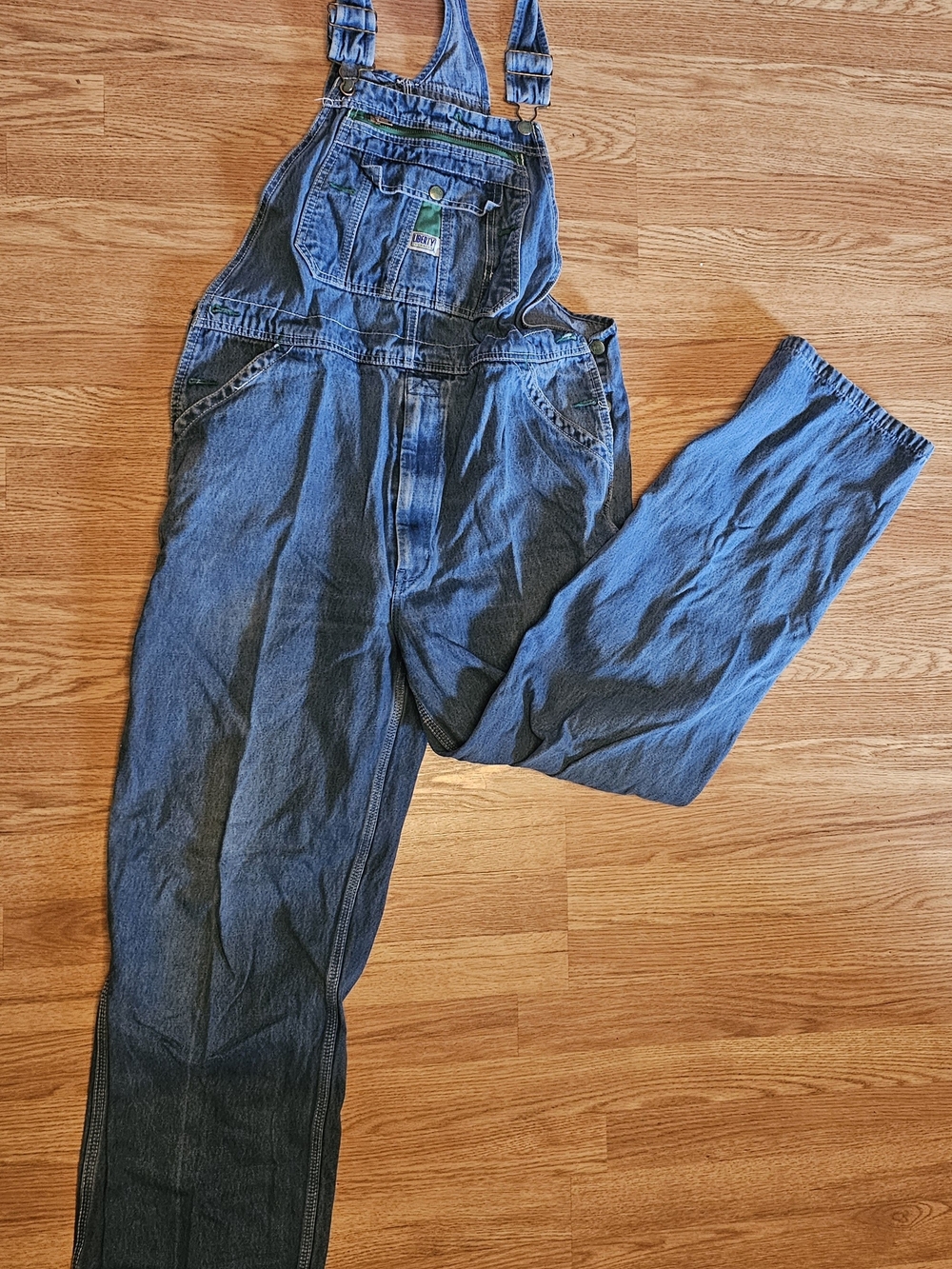 liberty Dark Blue Denim Relaxed Overalls 36x32